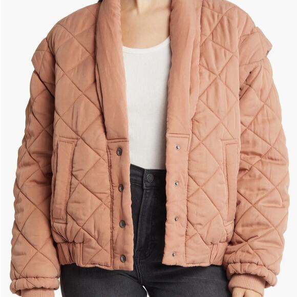 Blank NYC Cropped Quilted Jacket, Clay, Relaxed, Minimalist Urban Streetwear M/L - Picture 1 of 12